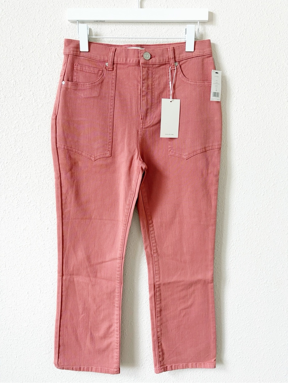 Joie Shally High Rise Cropped Jean Guava Straight Leg Patch Pocket Size 28